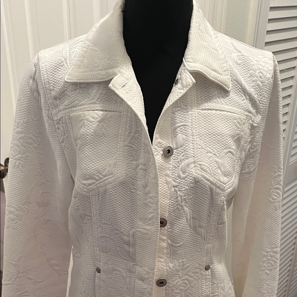 French Dressing Jeans FDJ Elegant White Textured Women's Jacket